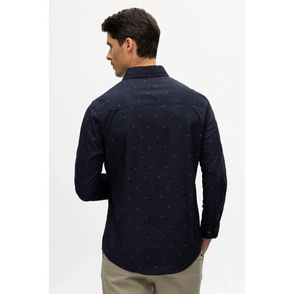 Julian & Mark Men's Ryan Geo Long Sleeve Shirt Navy Size XL-Tall NWT - Picture 2 of 9